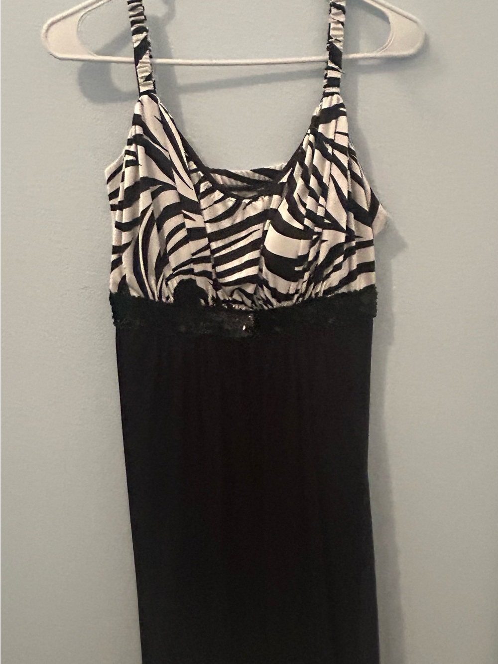 Zebra-Print Black & White Spaghetti-Strap Camisole Dress